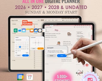 Landscape and Portrait Digital Planner 2026 2027 2028, GoodNotes Planner, 2026 iPad Planner, Minimalist All-in-One Digital Planner