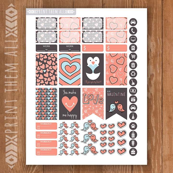 love planner stickers printablelove cute happy planner etsy