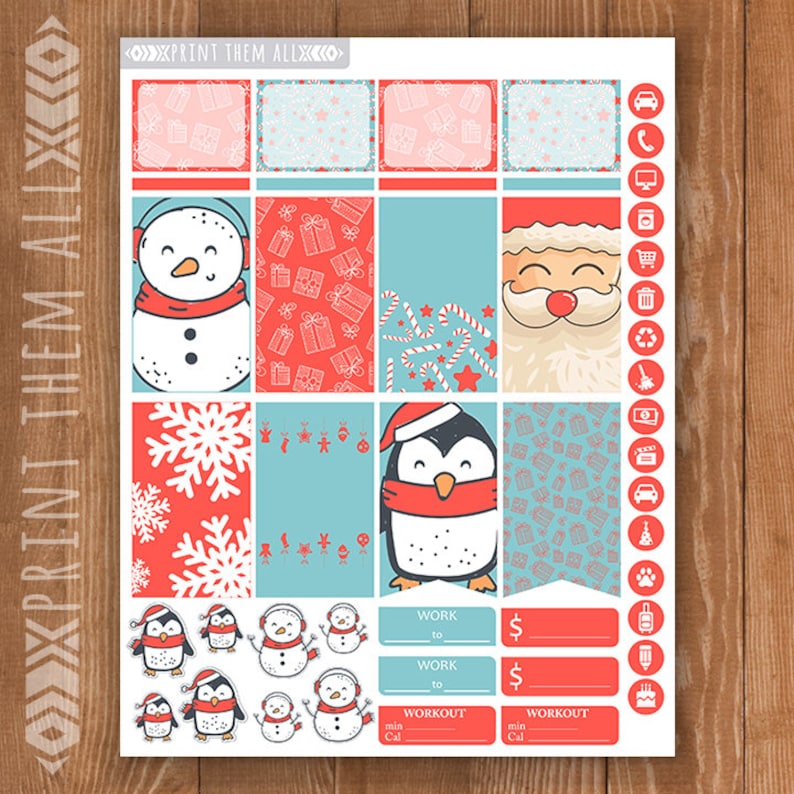 Christmas planner stickers printable big happy planner etsy
