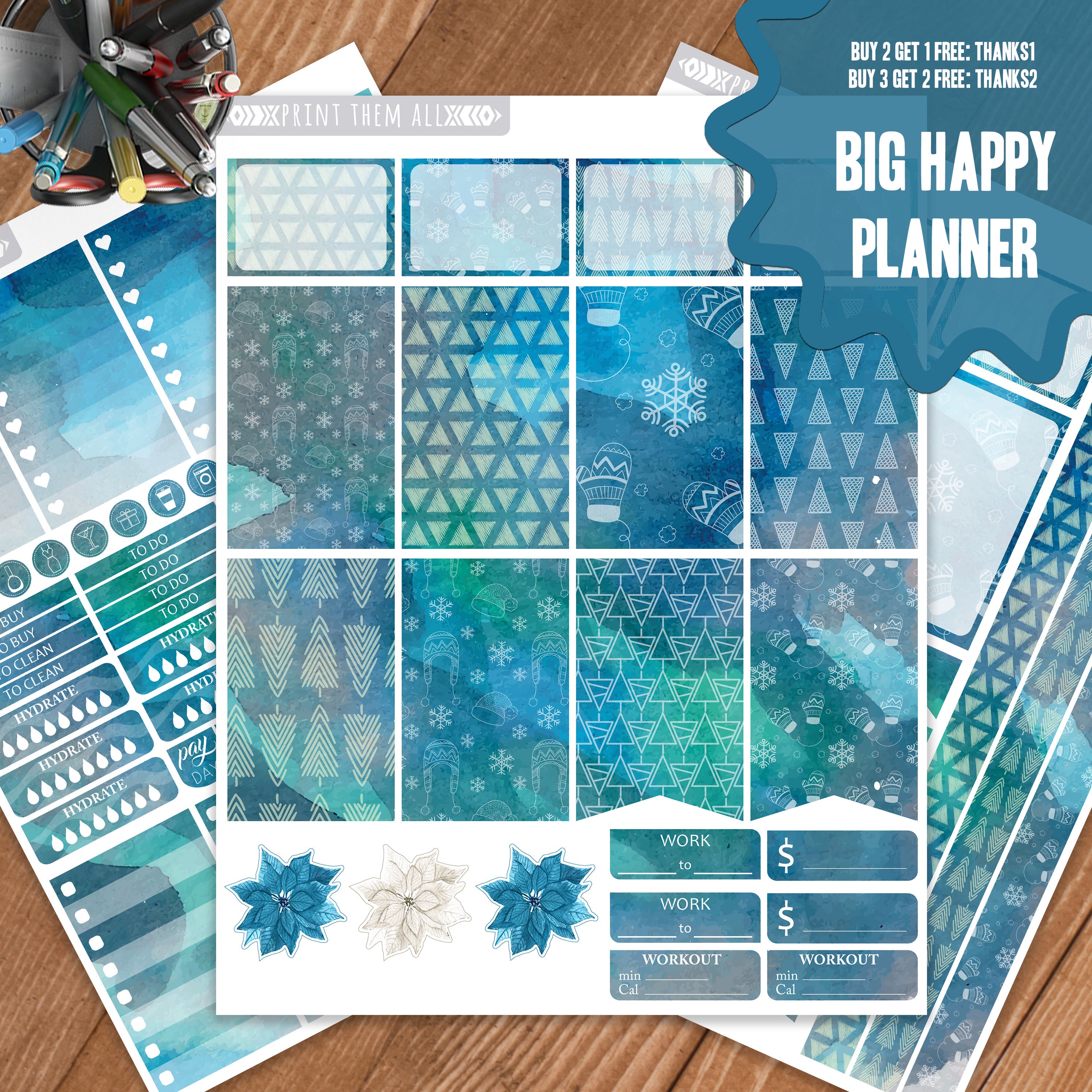 Planner Stickers Printable Big Happy Planner Stickers Weekly | Etsy