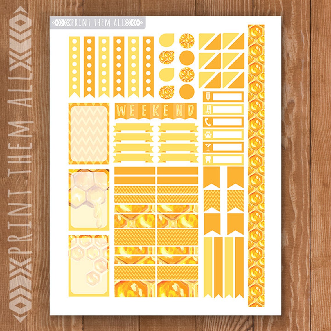 Honey Bee Planner Stickers Printable HAPPY PLANNER STICKERS | Etsy
