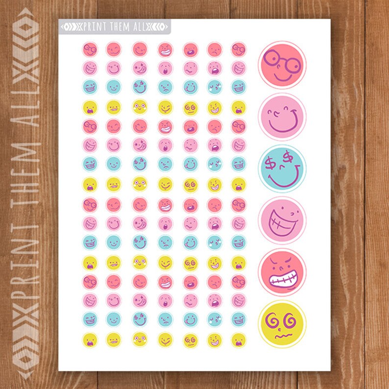 Emoji Stickers Printable Planner Stickers Emoji Icon Icon | Etsy