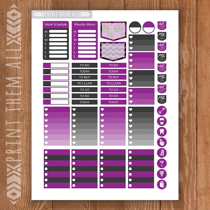 HALLOWEEN Printable Planner Stickers Happy Planner Mambi | Etsy