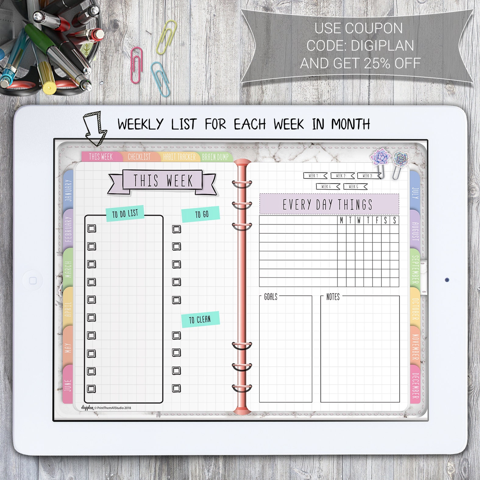 Digital Planner for GoodNotes with Hyperlinks Digital Planner | Etsy