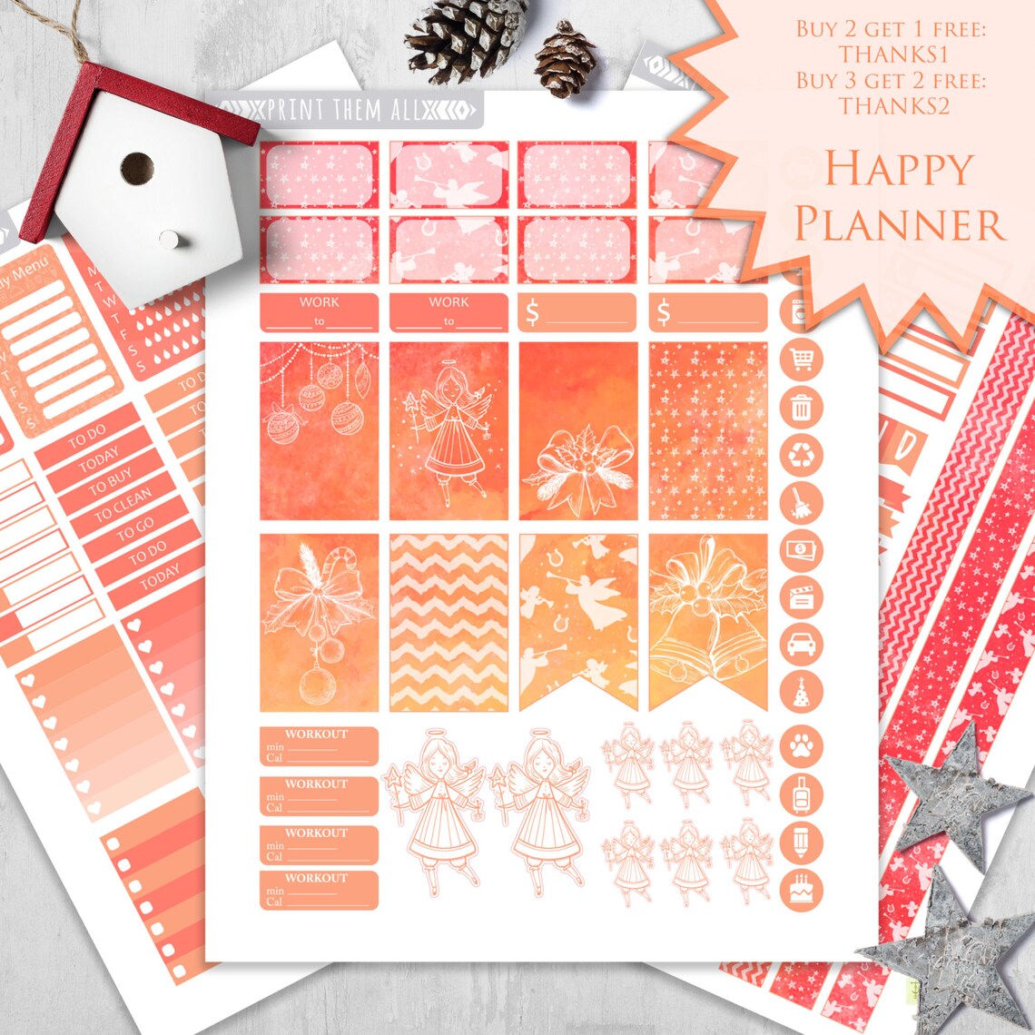 Christmas Planner Stickers Printable New Year Happy Planner - Etsy