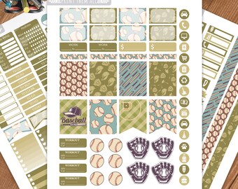 Baseball Planner Stickers: Weekly Kit for Erin Condren (Digital Download)