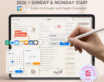 Landscape Digital Planner 2026, Goodnotes Planner, Daily Planner, Weekly Planner, Notability Planner, iPad Planner