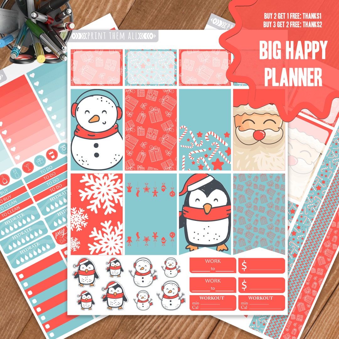 Christmas Planner Stickers: Big Happy Planner Weekly Kit (digital ...