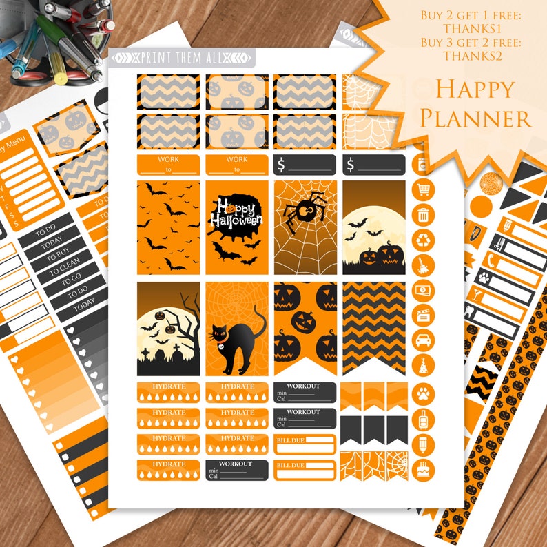 halloween planner stickers printable happy planner
