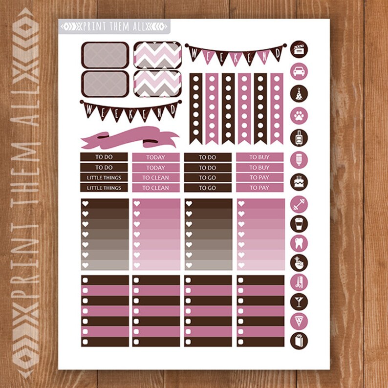 chocolate planner stickers printable happy planner stickers etsy