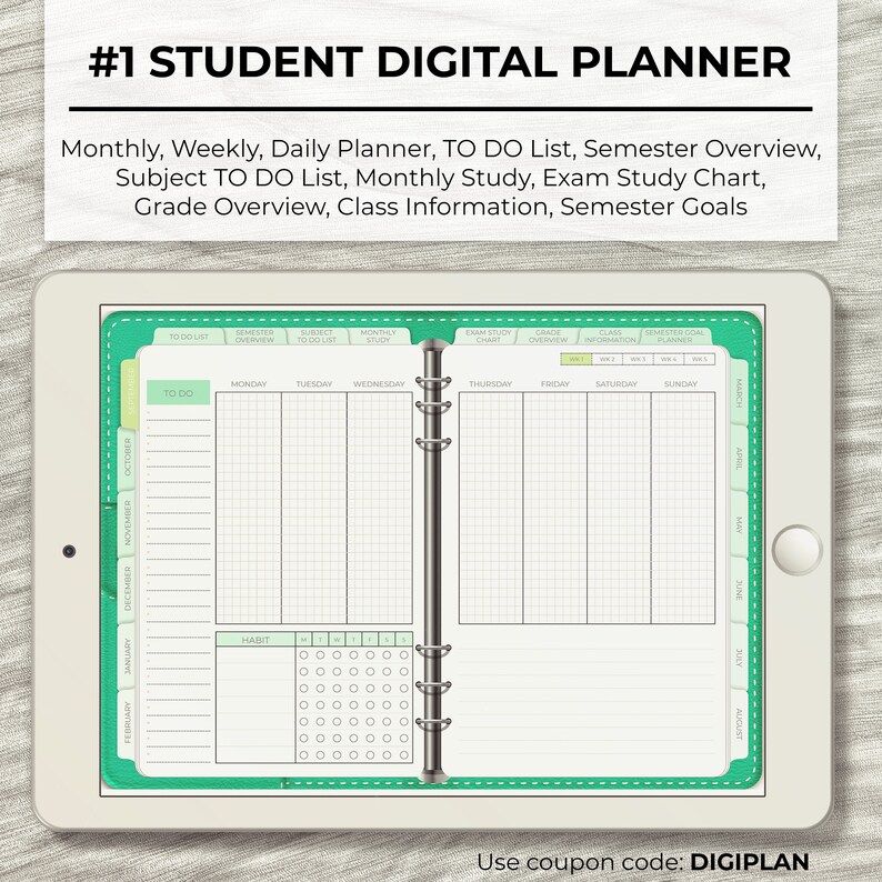Student Digital Planners Goodnotes Planner Undated Digital Etsy