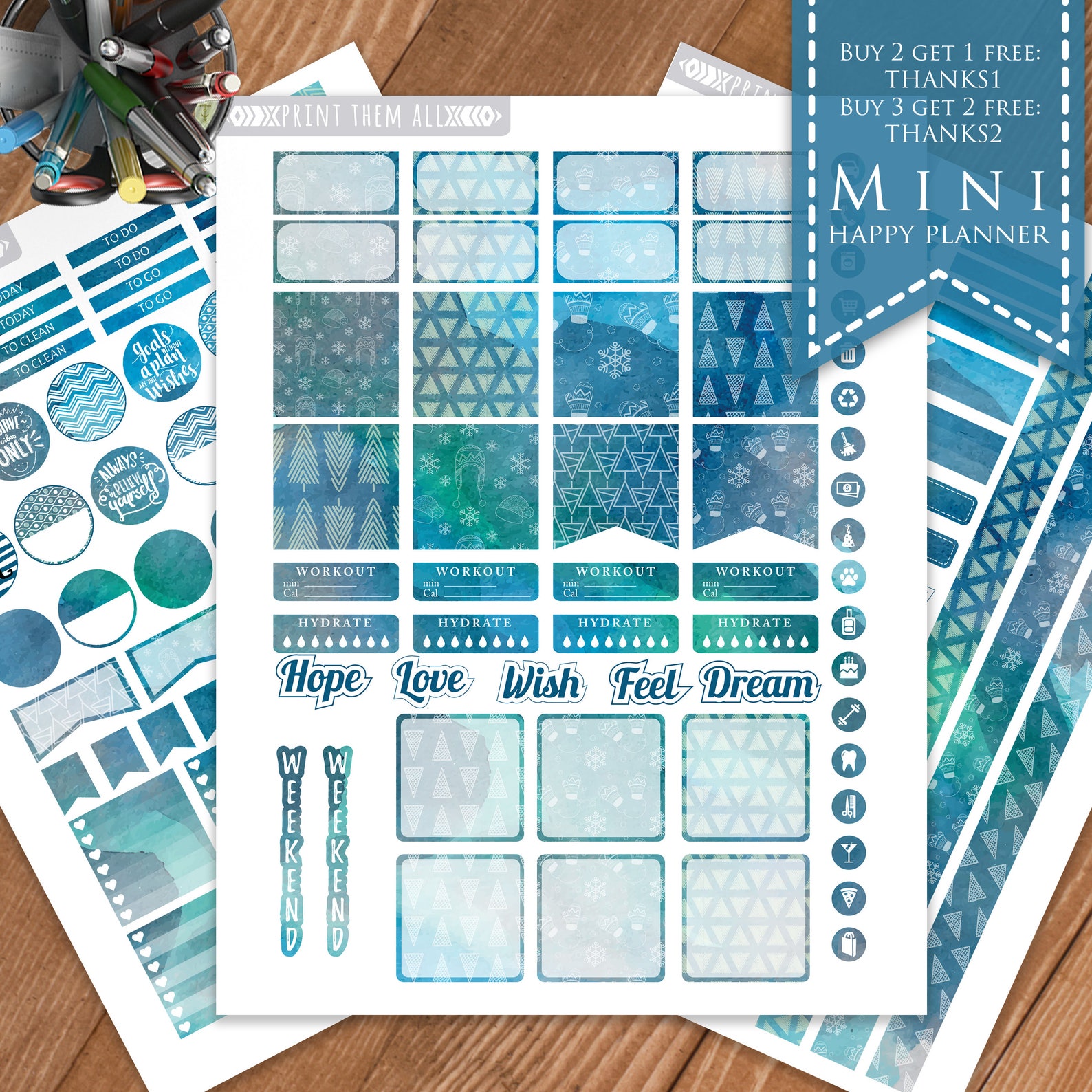 Winter MINI Happy Planner Stickersplanner Kit Monthly/weekly - Etsy