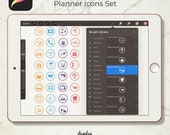 Planner Icons Procreate Brushes: Digital Stamps for iPad