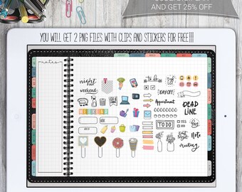 Hyperlinked Digital Planner for GoodNotes, Xodo + Stickers (PDF)