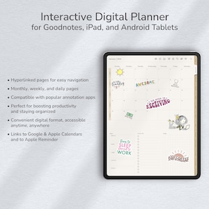 Agenda numérique 2024 Quotidien, hebdomadaire et mensuel Planificateur GoodNotes pour iPad et Xodo pour Android Agenda numérique daté Planificateur d'objectifs image 3