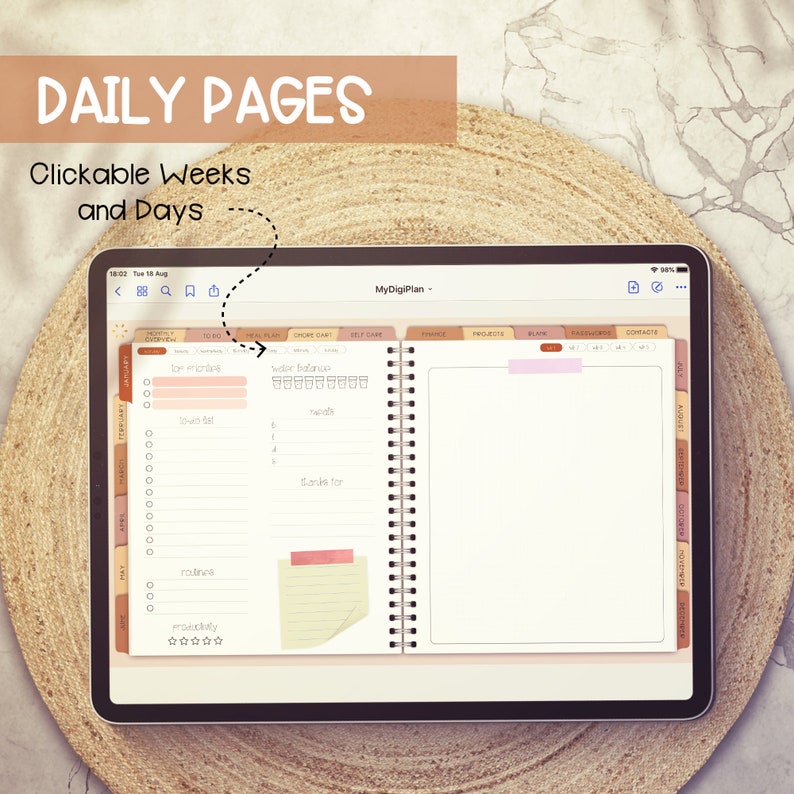Digital Planner for iPad GoodNotes Notability Undated Etsy