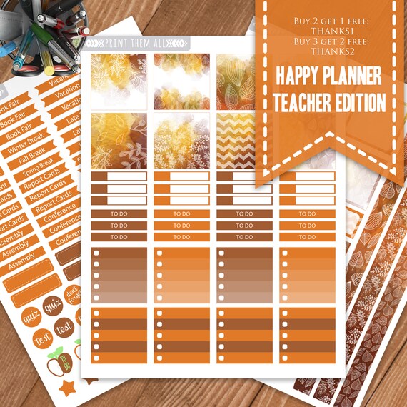 Teacher Planner Stickers Happy Planner Teacher Edition Etsy