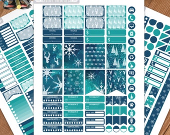 Pegatinas de acuarela para agenda de invierno: Kit semanal para Erin Condren (Descarga digital)