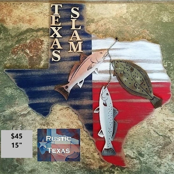 Rustic Texas Slam Fishing Sign