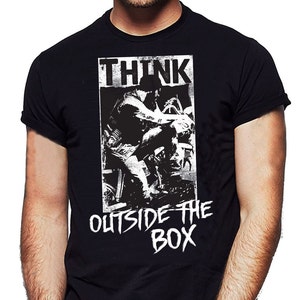 PENSARE fuori la scatola t-shirt nera Cafe Racer Biker t-shirt - Mens divertenti t-shirt - abbigliamento NexGen
