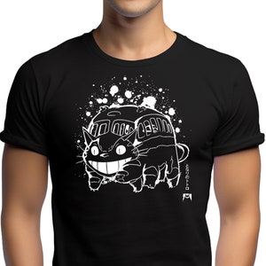 Inked Cat Bus T-shirt Japan Anime Movie Fan Tee Shirt Unisex Black Shirt - Anime T-shirt, Manga Shirt, Birthday Christmas Gift