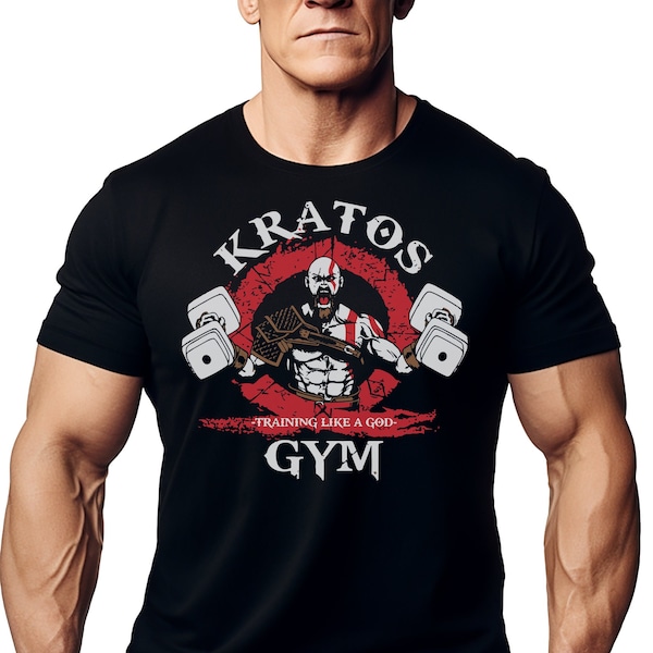 Kratos Gym T-Shirt für Männer - TV, Film & Cartoon Themed Workout Training Top Perfekt für Fitness und Pop Kultur Fans Gym Shirt Tee