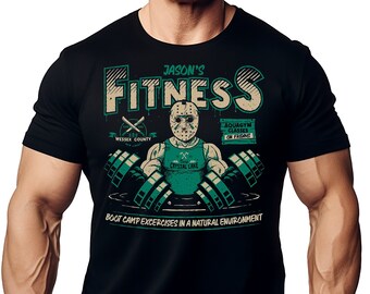 Jason's Gym Halloween T Shirt for Men TV, Movie & Cartoon Themed Workout Training Top Perfect for Fitness and Pop Culture Fans Gym Shirt Tee