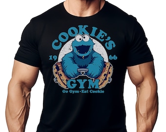 Biscuit Monster Gym T-Shirt Men & Women Funny TV, Movie, Games and Anime Themed Workout Training Top Perfect for Fitness and Pop Culture Fan