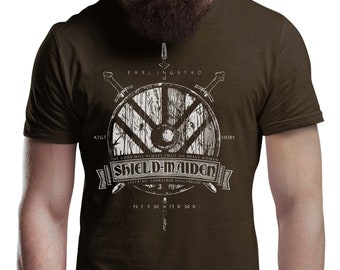 Bouclier Maiden Viking T-Shirt Victory Ou Valhalla Tee Shirt Norvège Norse Mythology Viking Shirt Unisex Warrior
