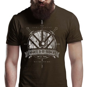 Bouclier Maiden Viking T-Shirt Victory Ou Valhalla Tee Shirt Norvège Norse Mythology Viking Shirt Unisex Warrior image 1