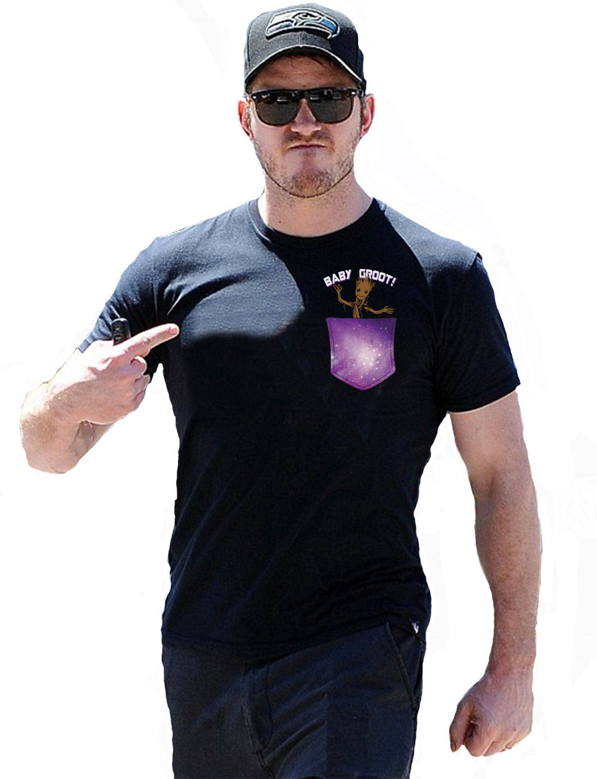 Image of Baby Groot Pocket T-Shirt - Men's Comedy Guardians Of The Galaxy Tee Shirt