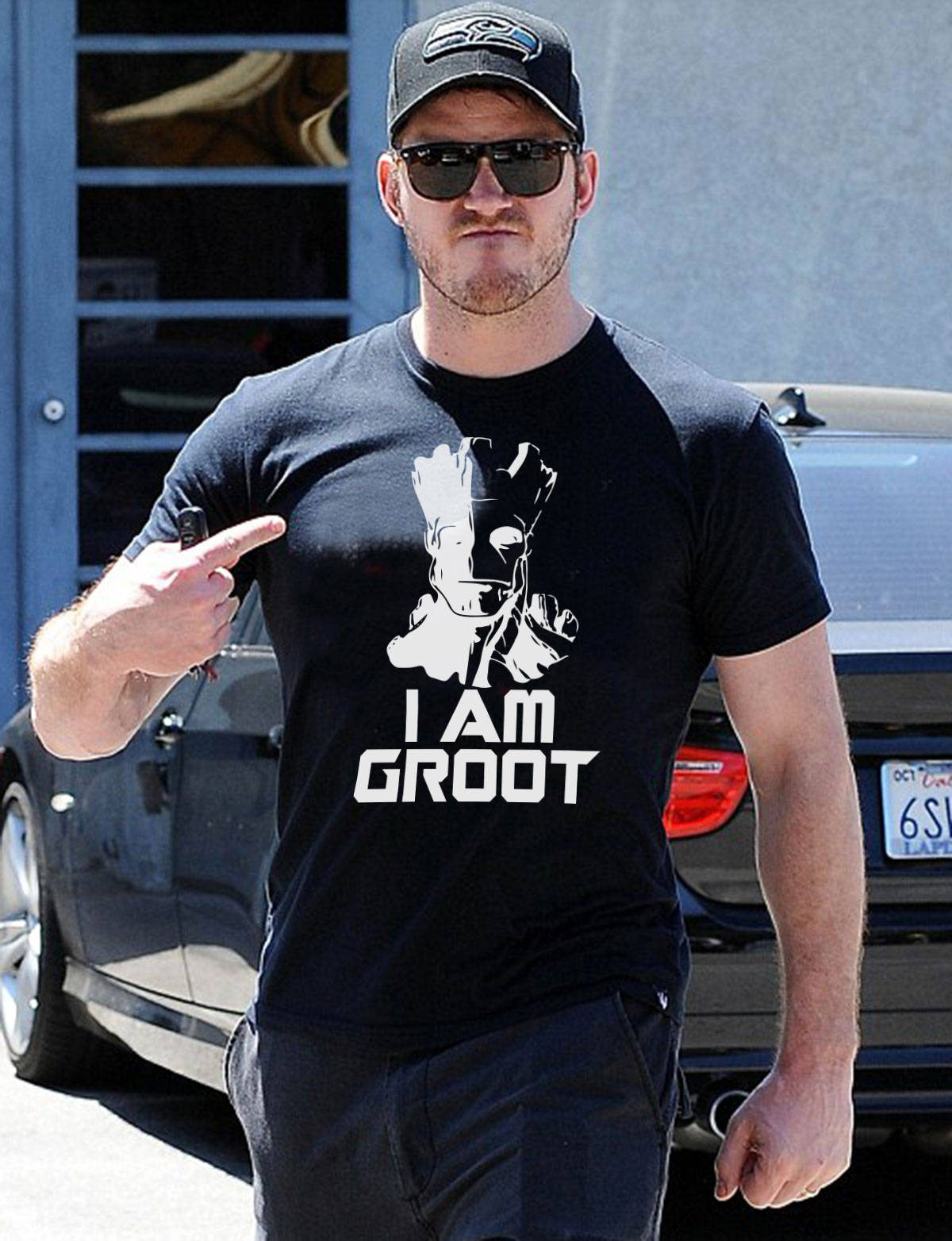 Image of I Am Groot Men's Black T-Shirt, Guardians Of The Galaxy Comedy Tee Shirt