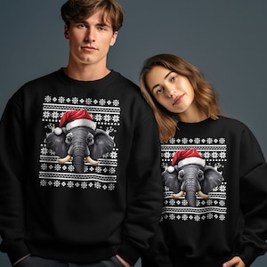 Elephant Santa Hat Christmas Sweatshirt: Funny Xmas Jumper