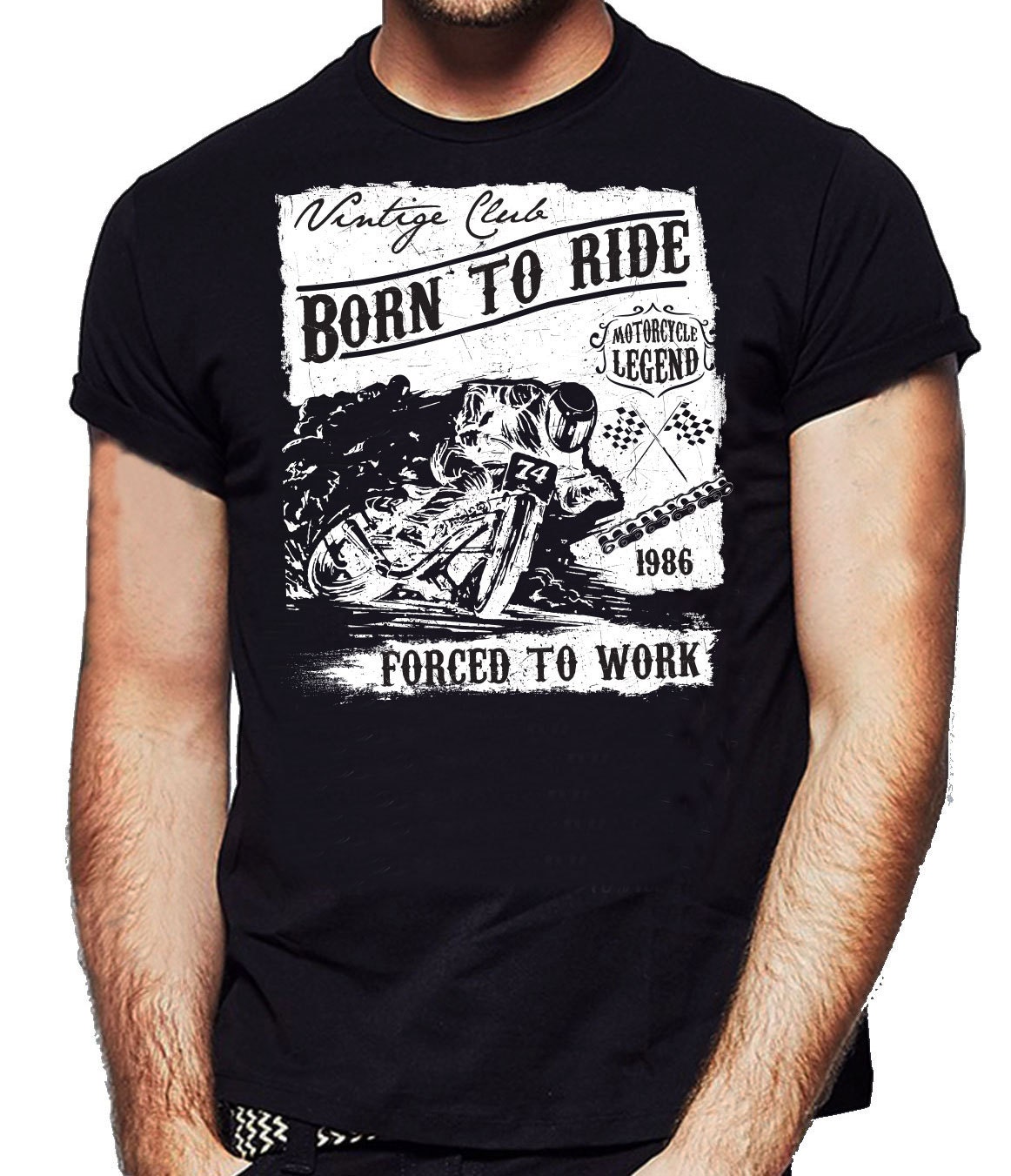 Image of Born To Ride Forced Work Black T-Shirt - Mens Funny Nexgen Clothing