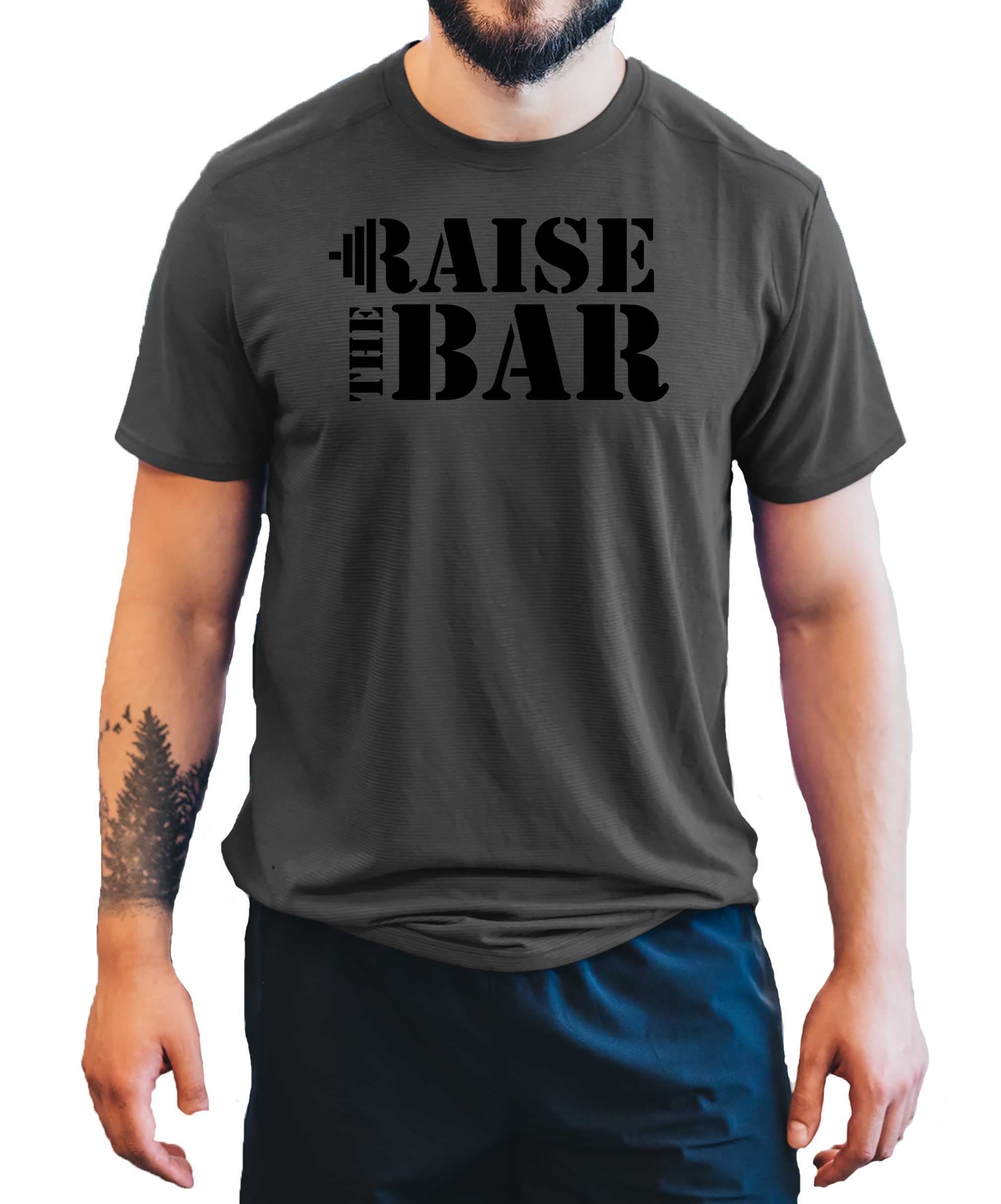 Image of Raise The Bar Block Men's T-Shirt Gym Top Active Wear Training Bodybuilding Shirt