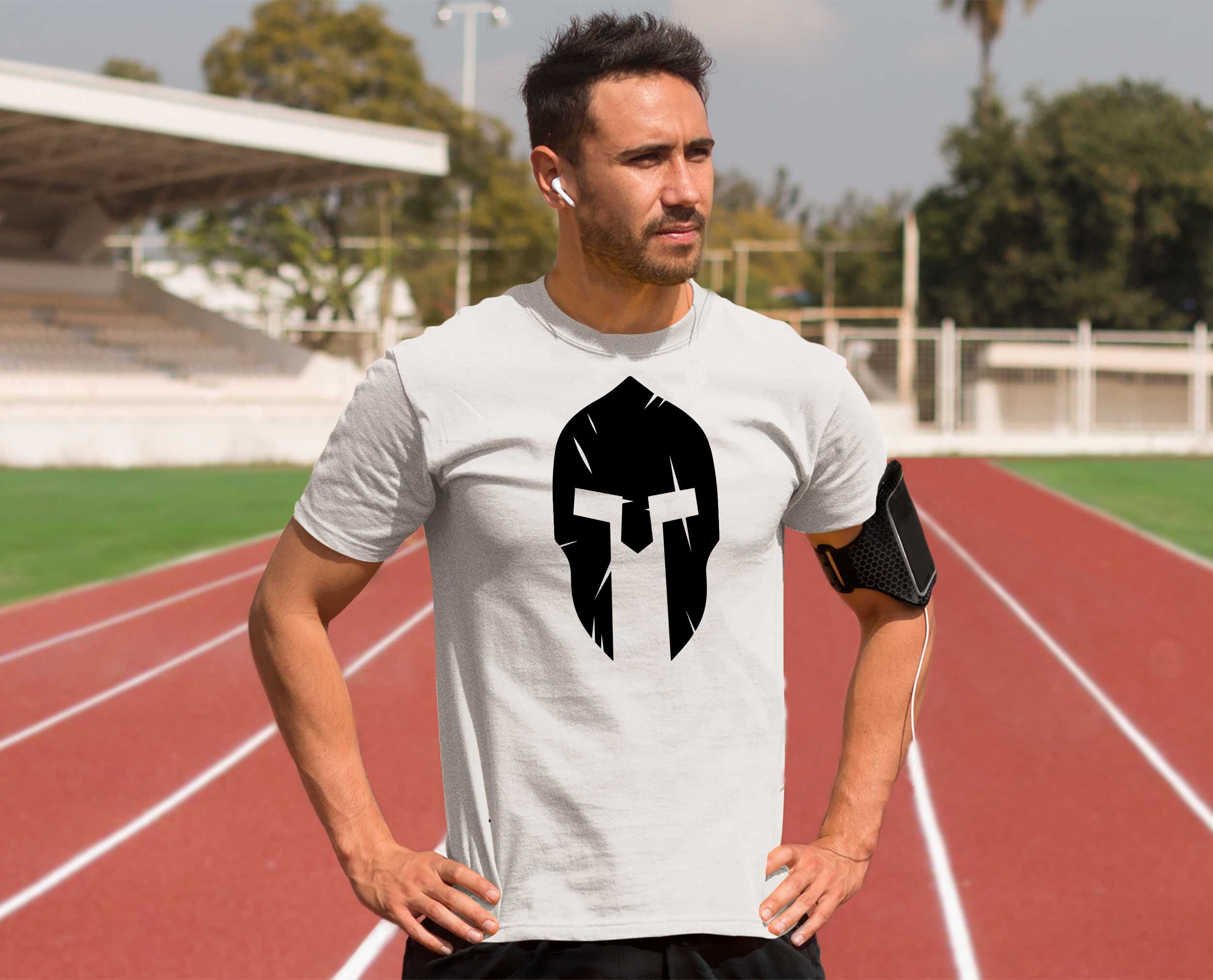 Cracked Spartan Helmet Men's TShirt Fitness & Health Gym Etsy