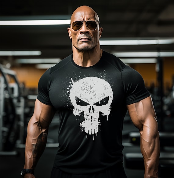 Punisher Skull Splatter Gym T Shirt for Men, Movie & Cartoon Themed Workout  Training Top Perfect for Fitness and Pop Culture Fans Gym Shirt 