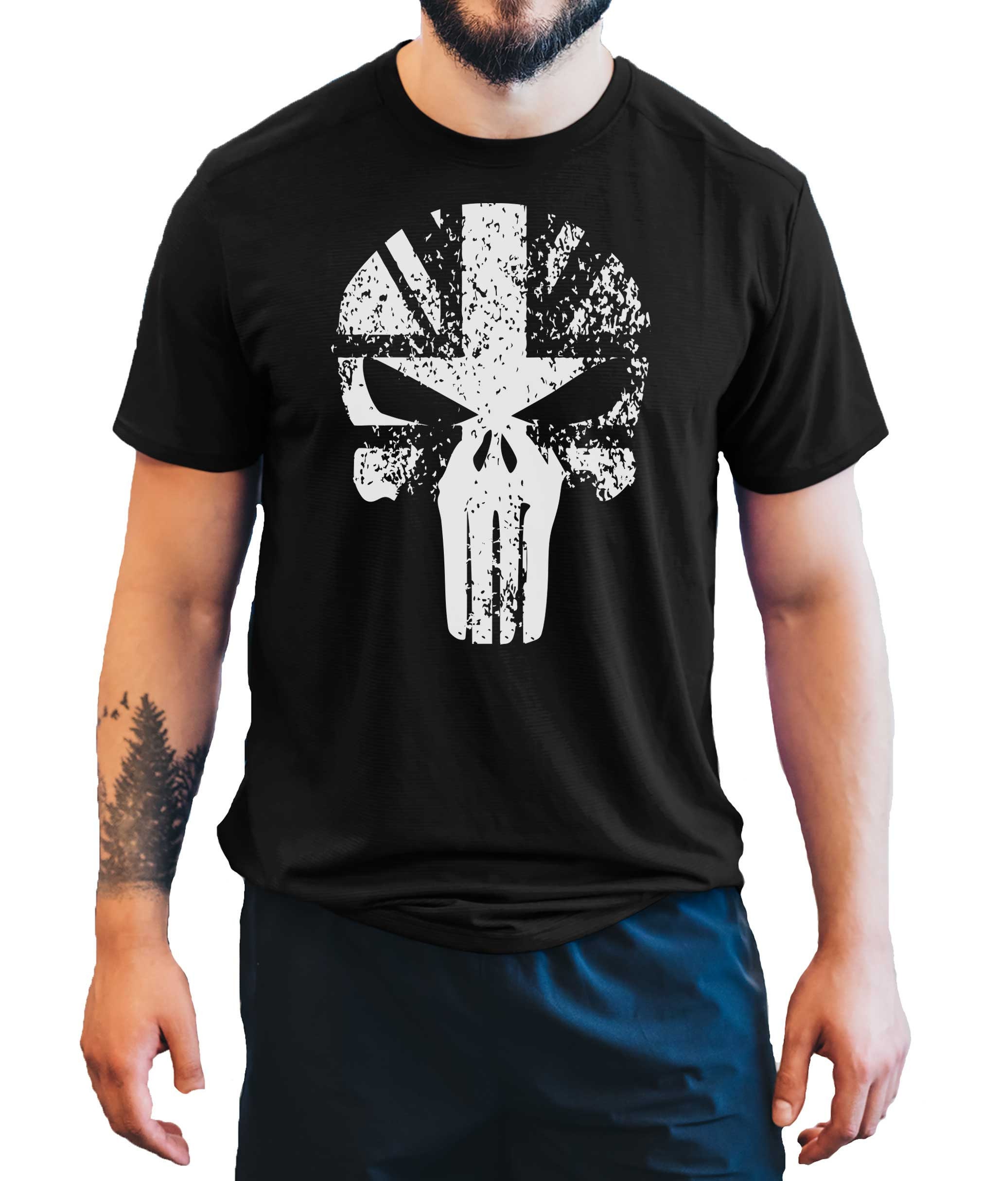 Image of Punisher Skull Great Britain Men's T-Shirt Fitness Gym Top Training Bodybuilding Shirt