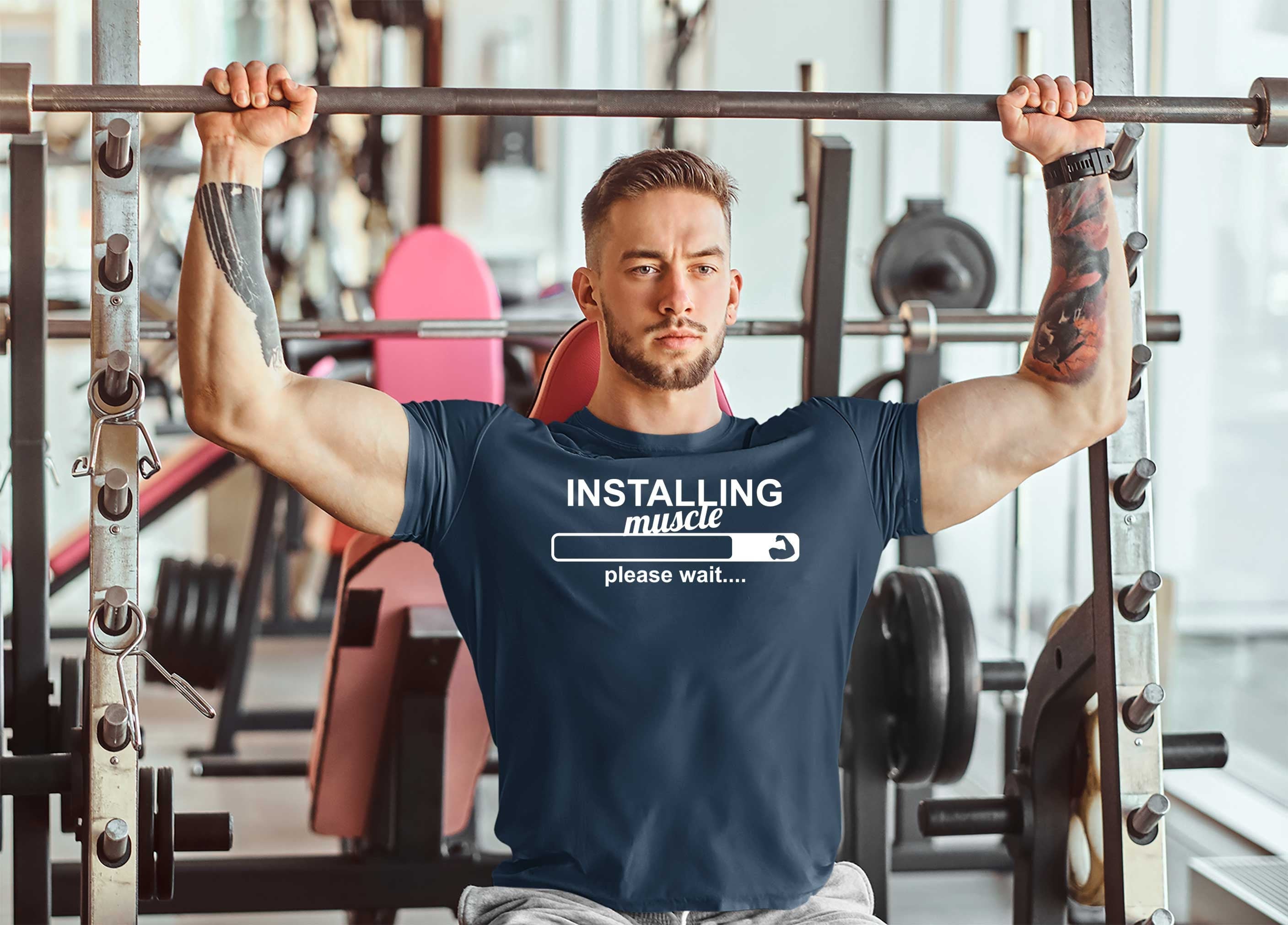 Image of Installing Muscles Please Wait Men's T-Shirt Gym Top Active Wear Training Bodybuilding Shirt