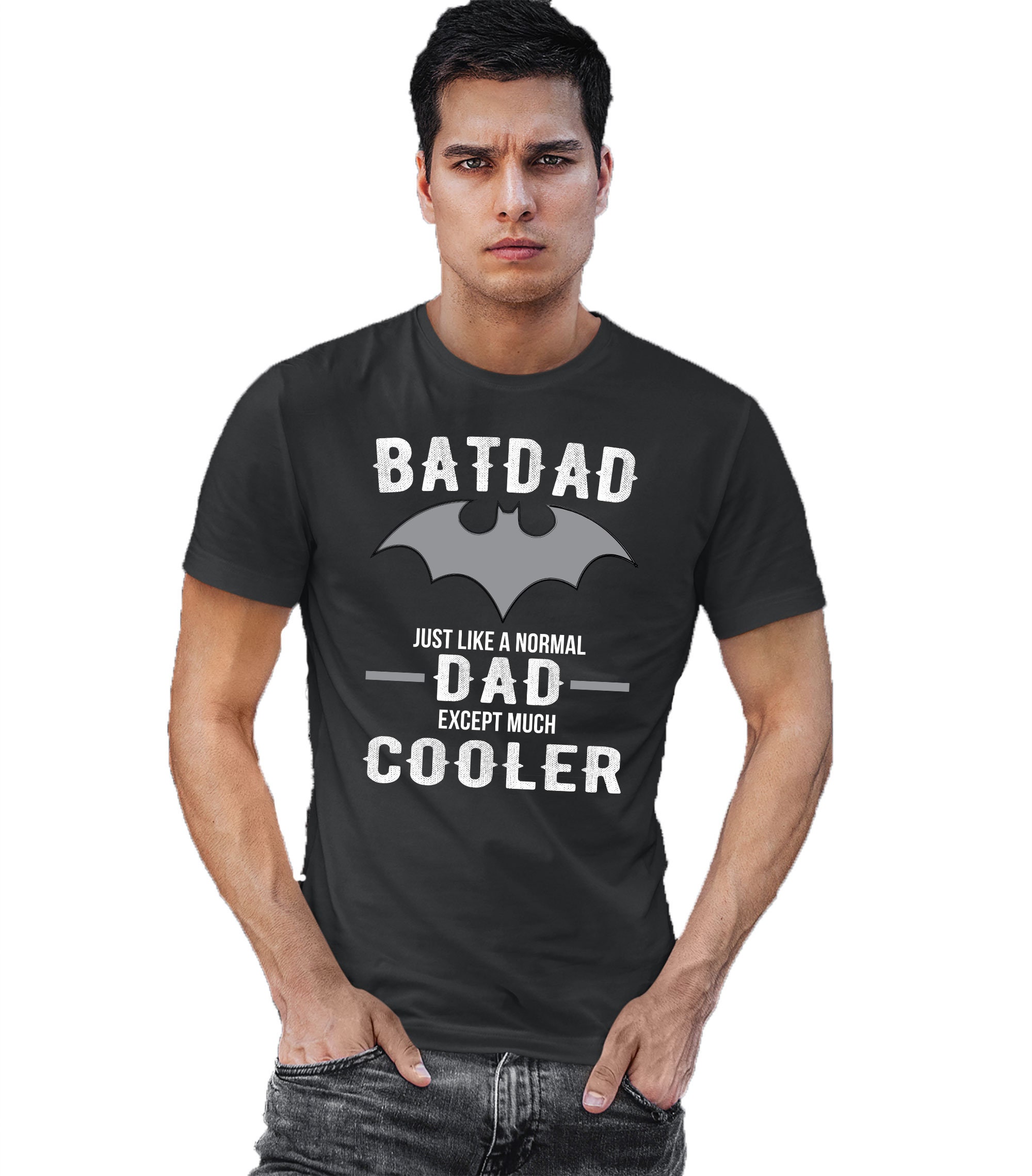 Image of New Batdad Like Normal Dad But Cooler Father Gift Black T-Shirt