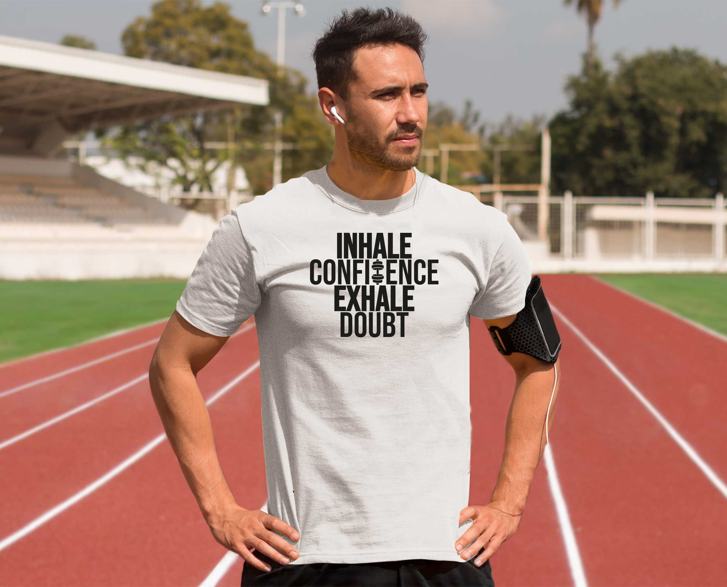 Image of Inhale Confidence Exhale Doubt Men's T-Shirt Fitness Gym T Shirt Training Top Bodybuilding Shirts