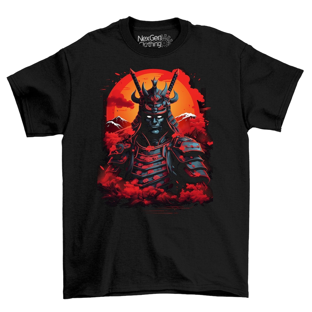 Japanese Style T Shirts Men S 2026.Demon Samurai Warrior Japanese Style T-shirt Tee Top Men's Black Cotton ...