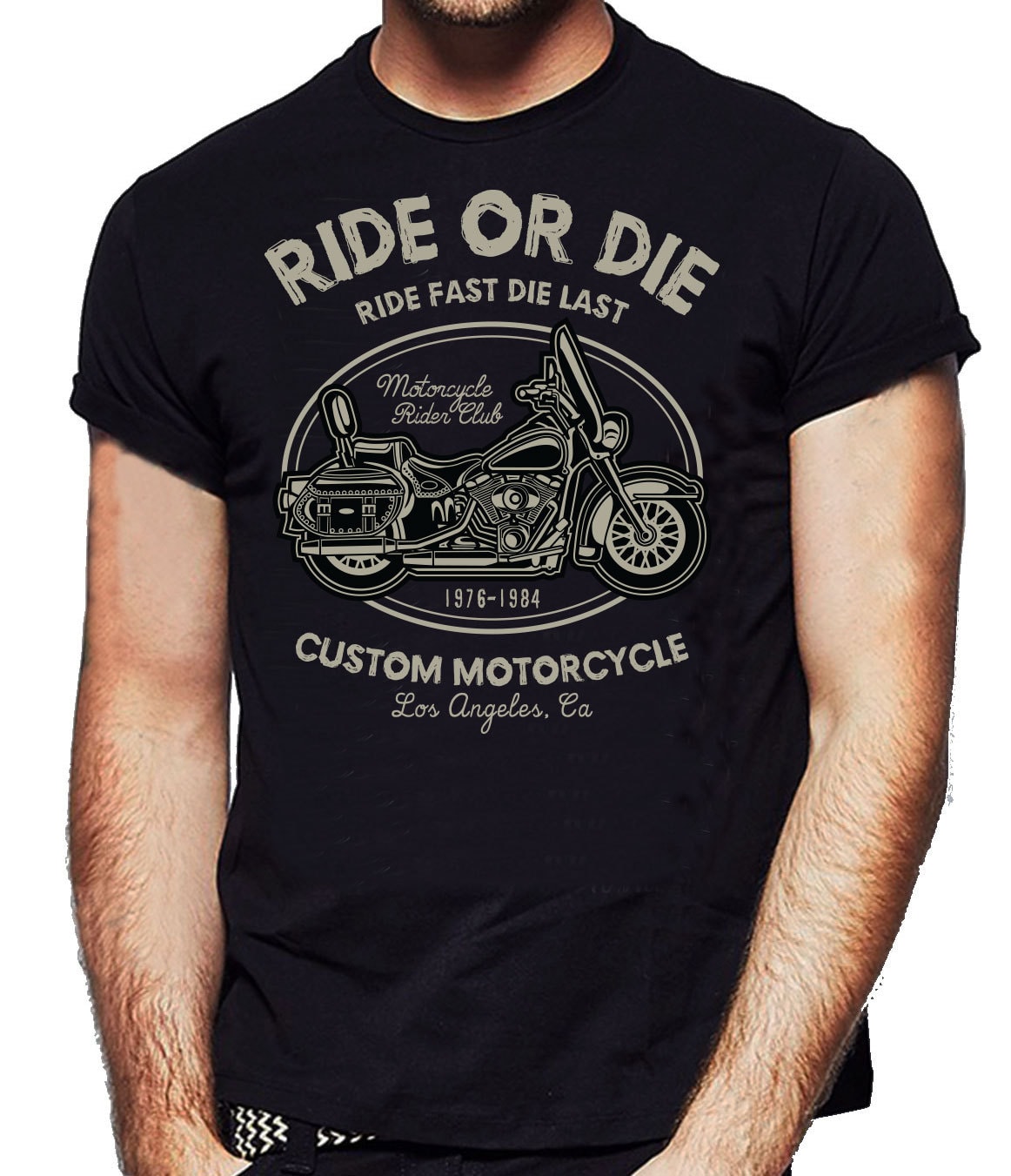Image of Ride Or Die Custom Motorcycle Black T-Shirt Cafe Racer Biker - Mens Funny Nexgen Clothing