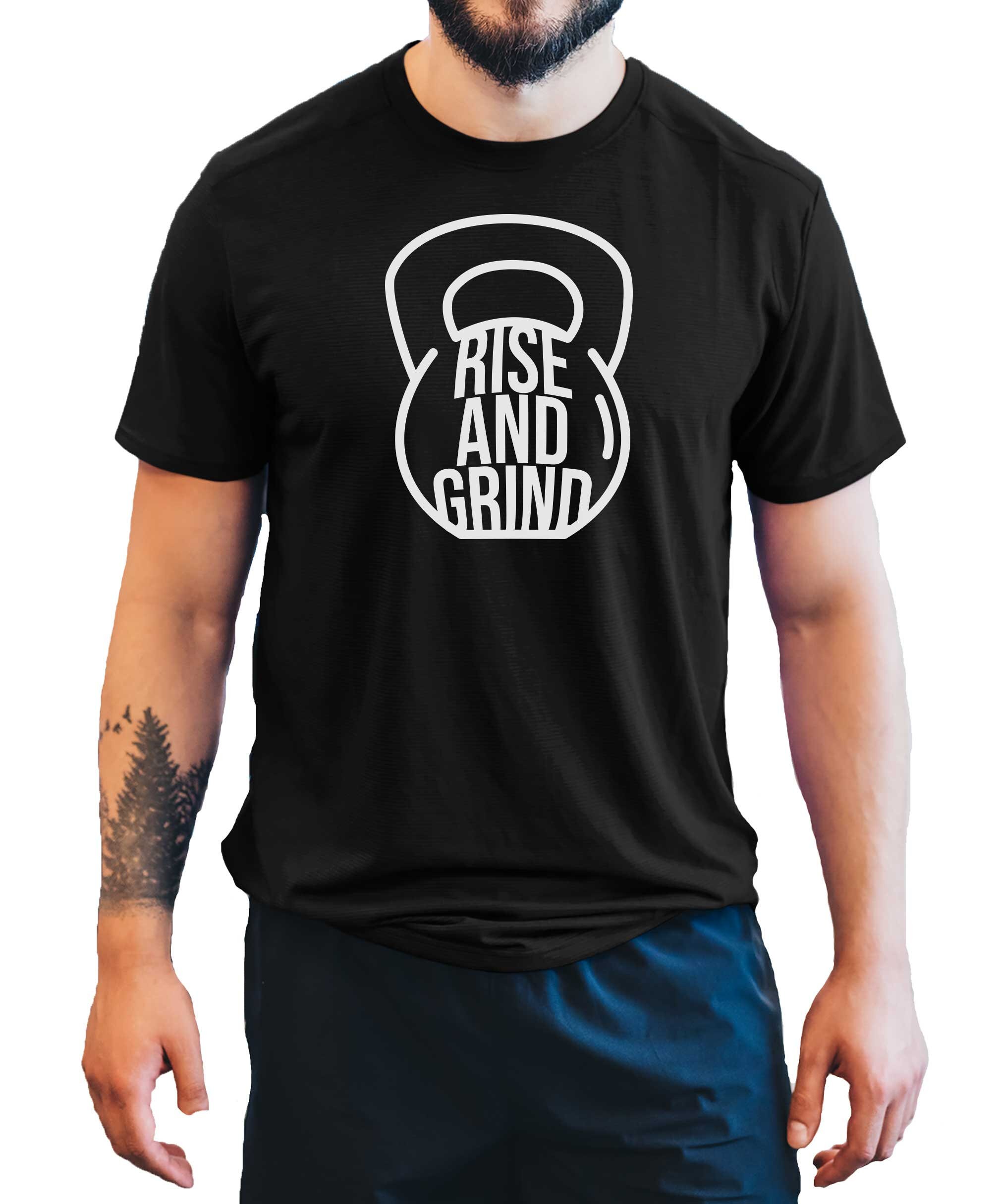 Image of Rise & Grind Men's T-Shirt Gym Top Active Wear Training Bodybuilding Shirt