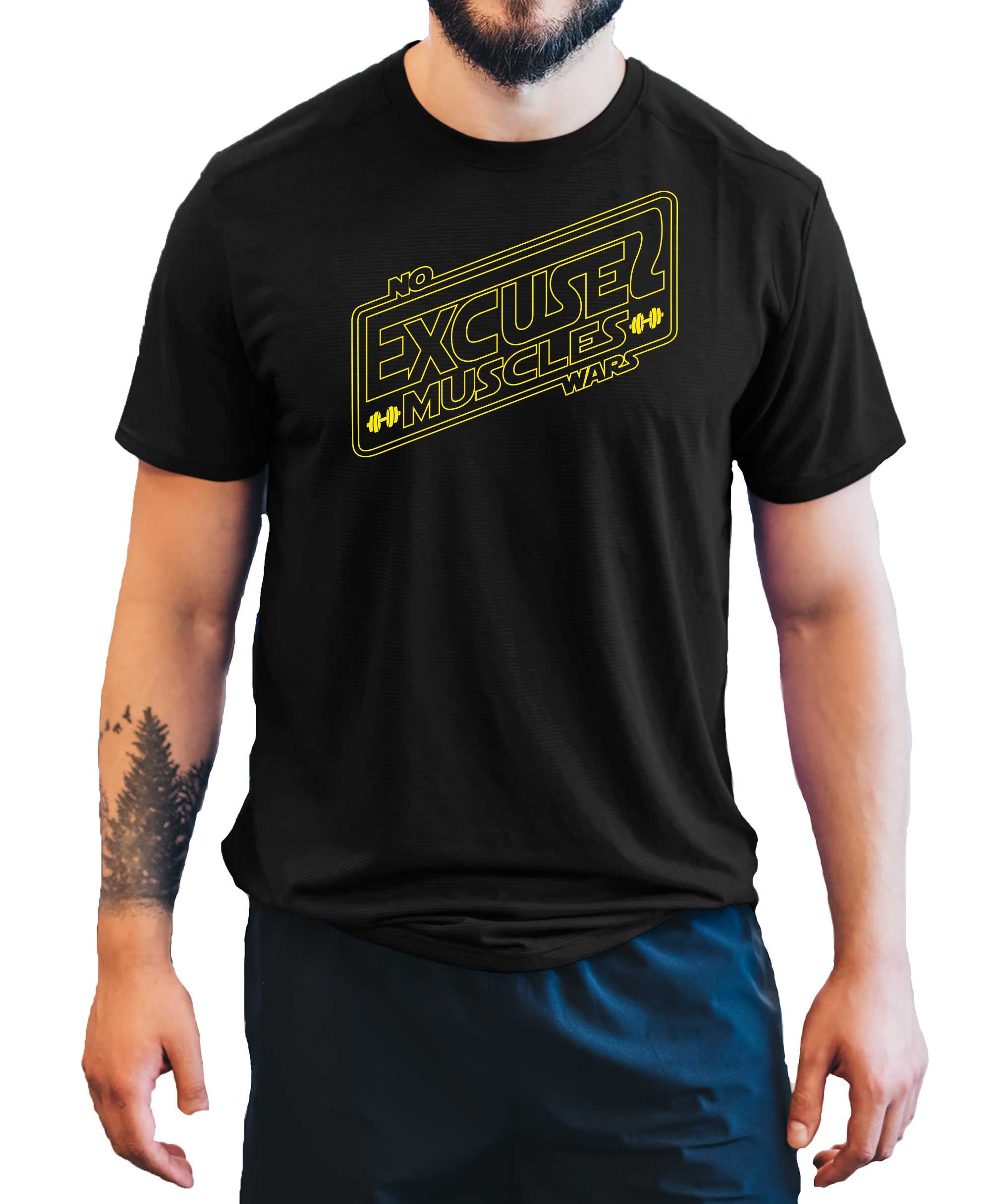 Image of Muscles Wars Excuses Men's T-Shirt Gym Top Active Wear Training Bodybuilding Shirt