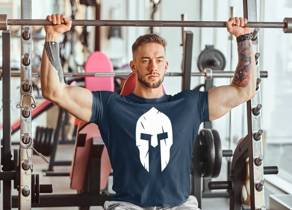 Viking Spartan Helmet T-Shirt Men's Workout Gym Fitness Bodybuilding Muscle Top 