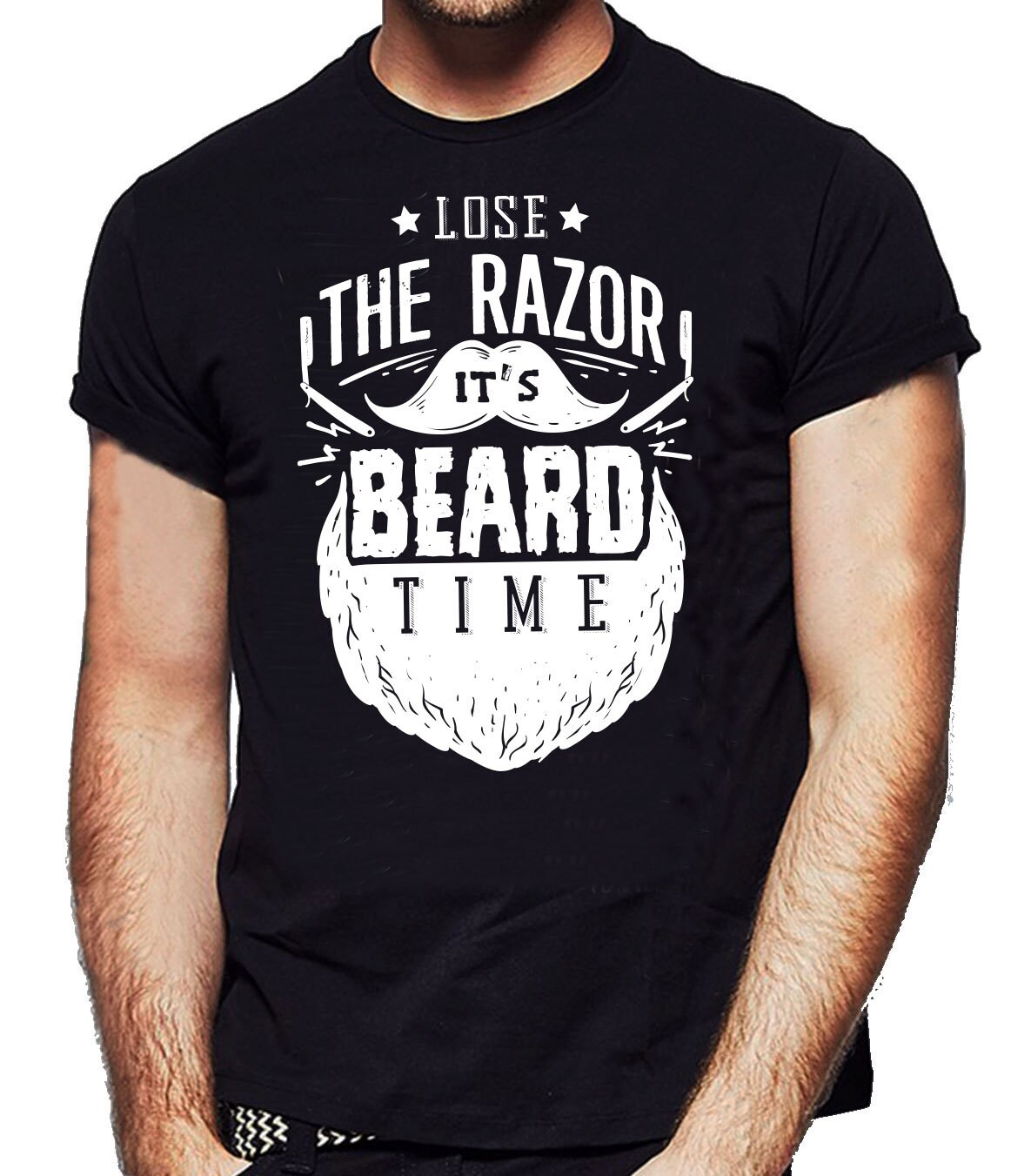 Image of Lose The Razer It's Beard Time Black T-Shirt - Mens Funny Nexgen Clothing
