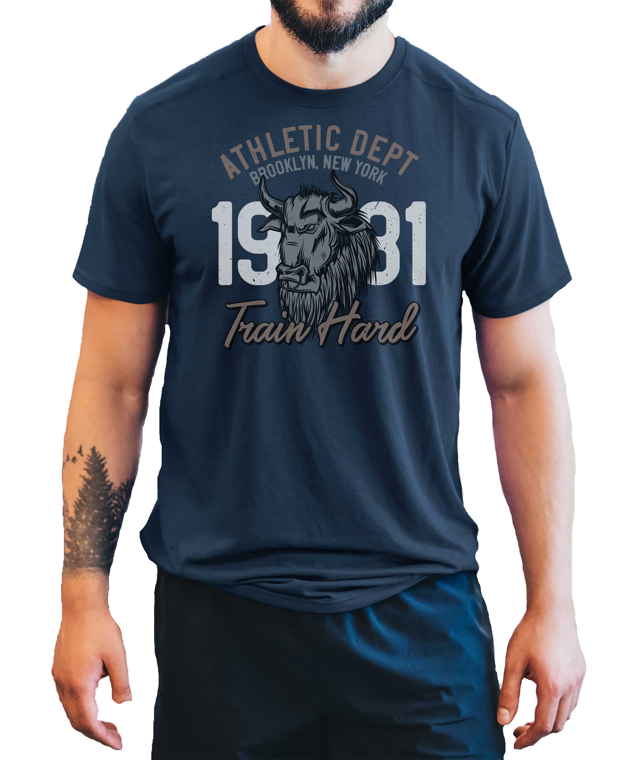 Image of Athletic Dept Train Hard Men's T-Shirt Fitness & Health Gym T Shirt Training Top Bodybuilding Shirts