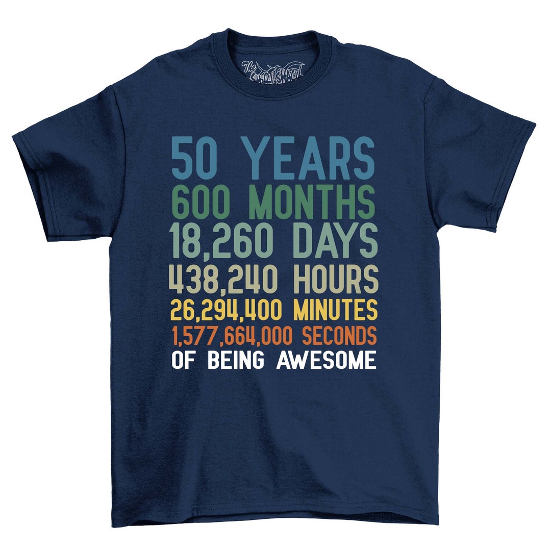 Adults 50th Birthday T-shirt Timer 50 Years Months Days Hours Novelty ...