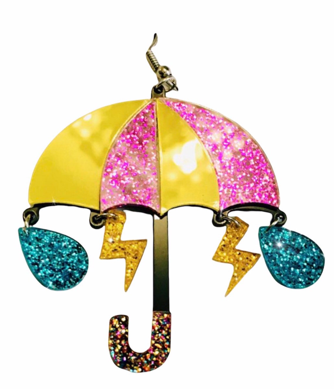 Acrylic Glitter Umbrella colourful earrings fun Statement Etsy